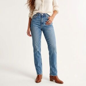 Tall ABERCROMBIE & FITCH Curve Love Slim Straight Ultra High Rise Jean Denim